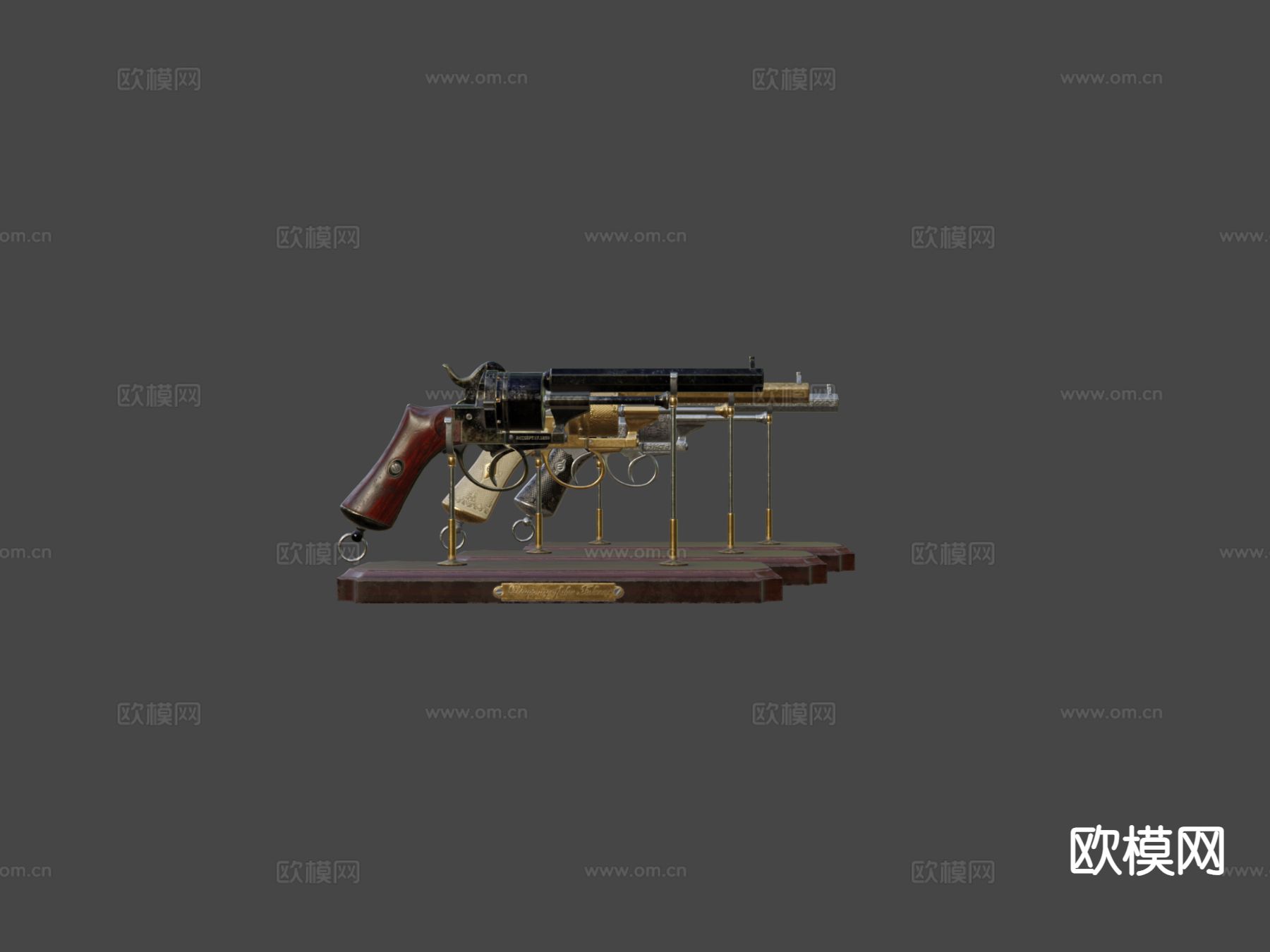 左轮手枪 枪支 枪械su模型下载（渲染图1）