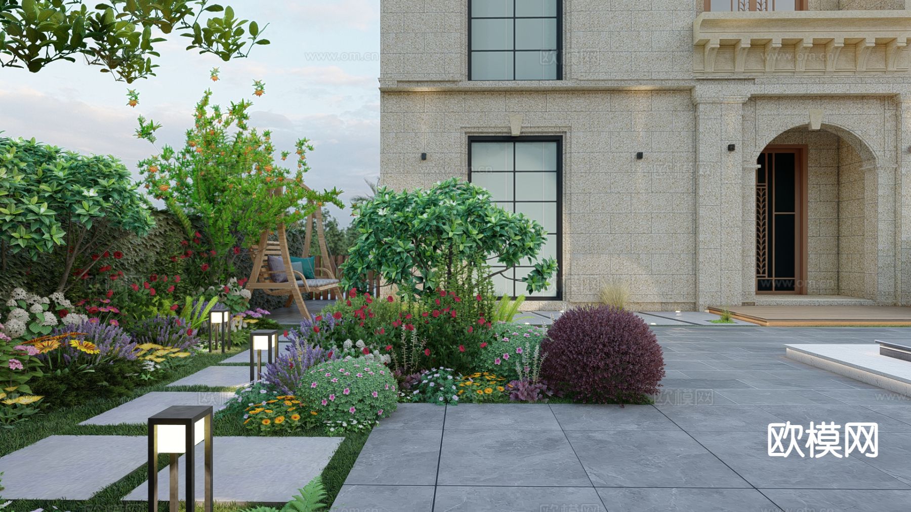 现代庭院 花园su模型下载（渲染图3）
