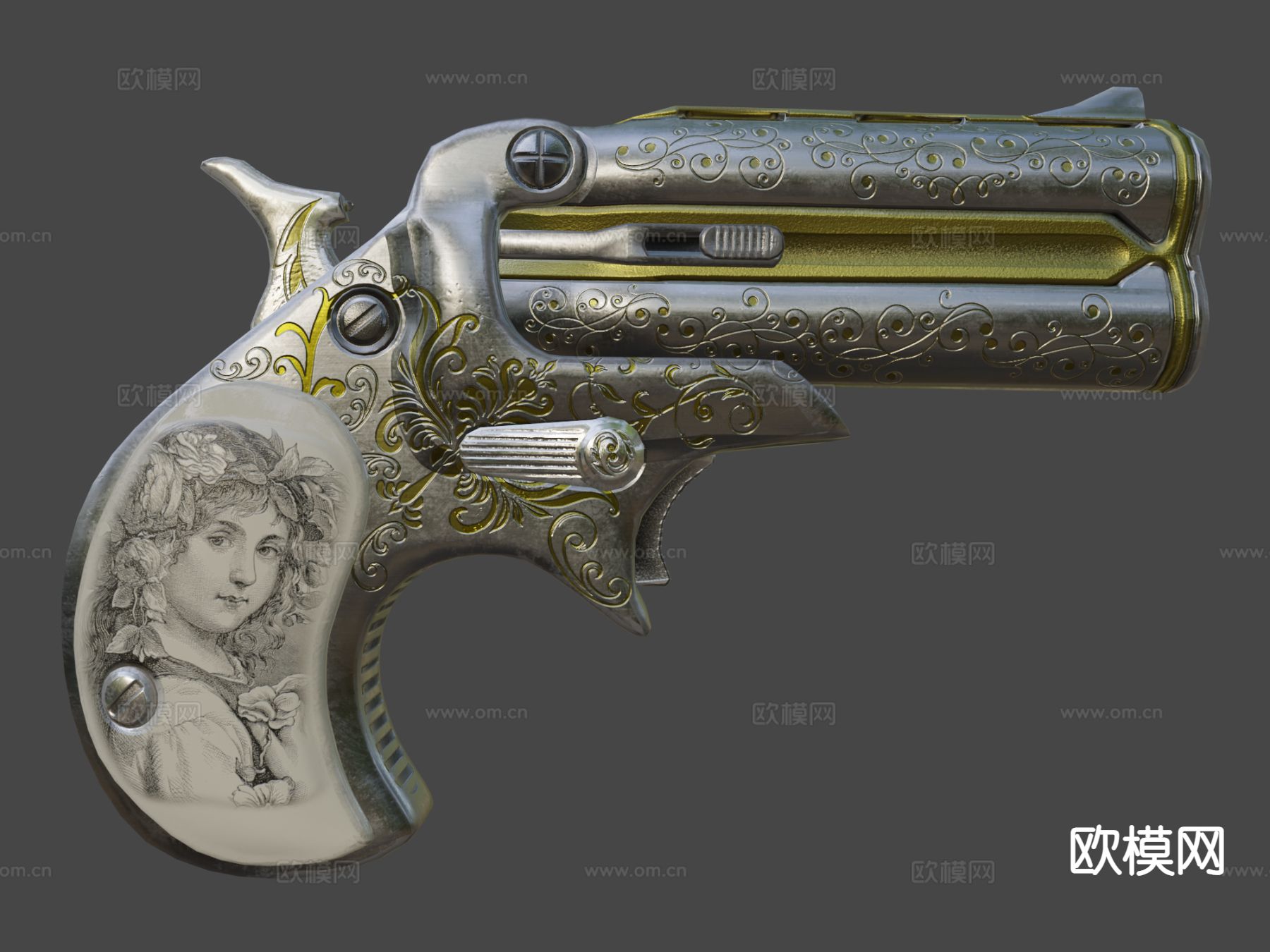 双管手枪su模型下载（渲染图7）