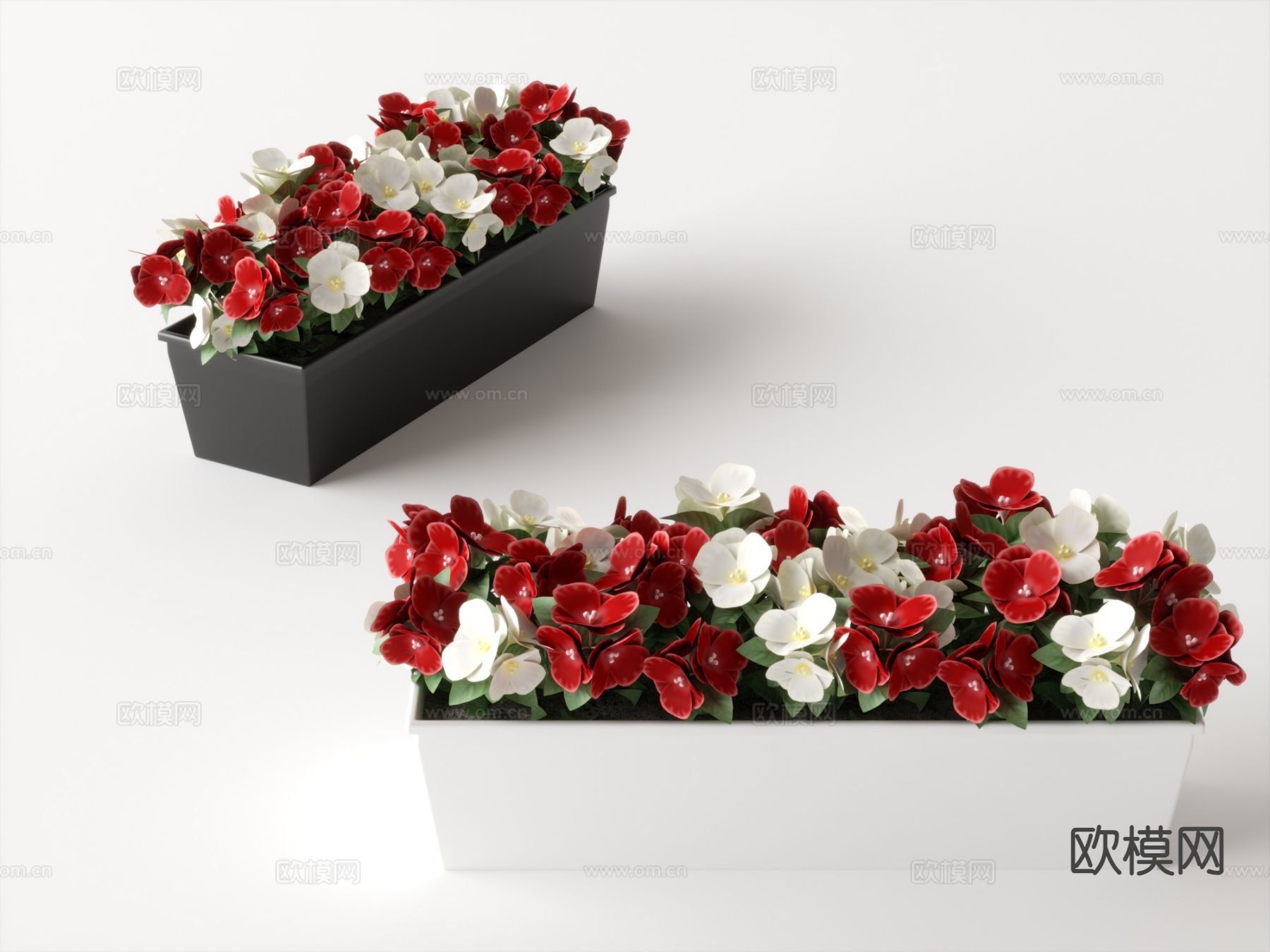户外花箱 花槽 花钵su模型下载（渲染图2）