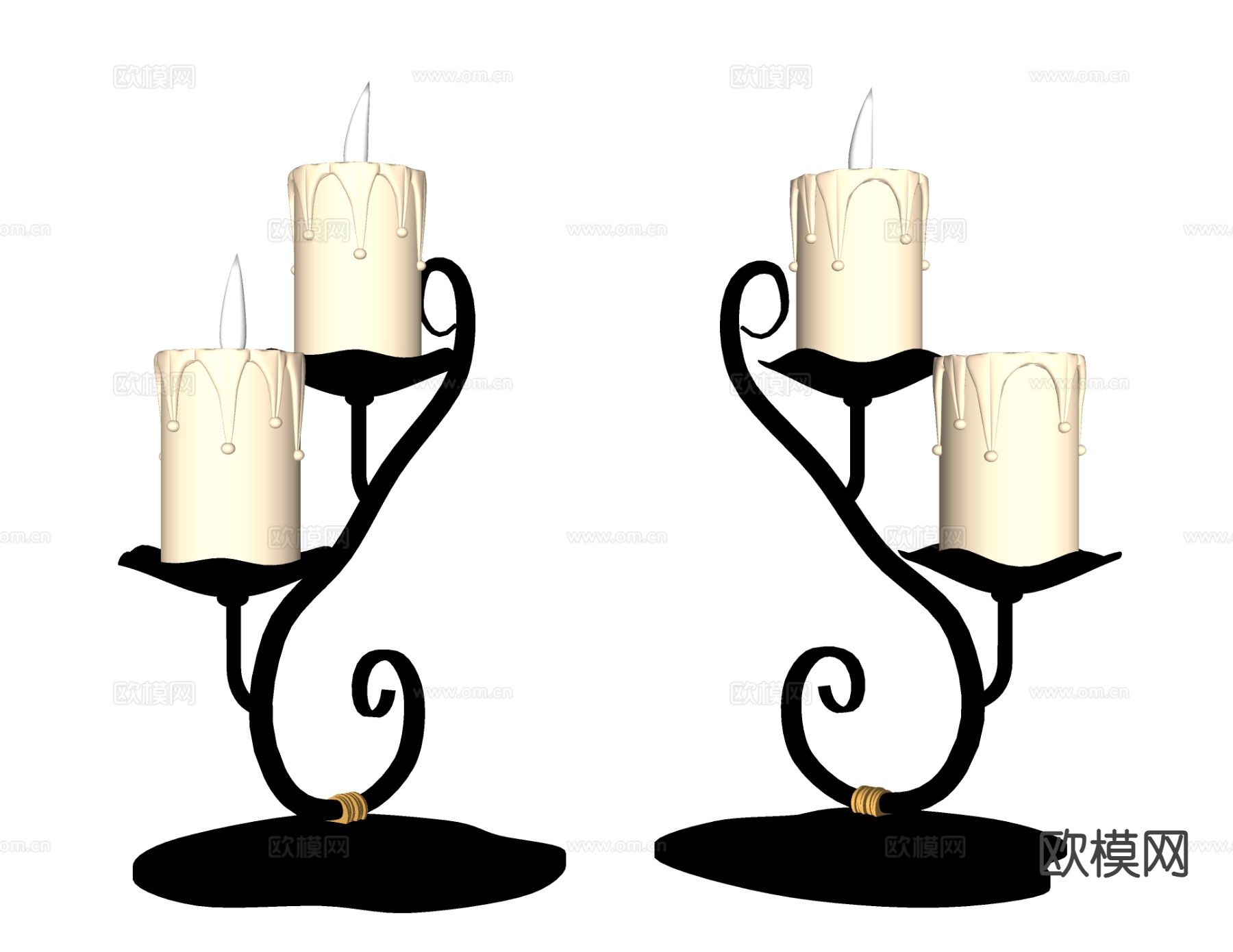 欧式烛台蜡烛su模型下载（渲染图1）