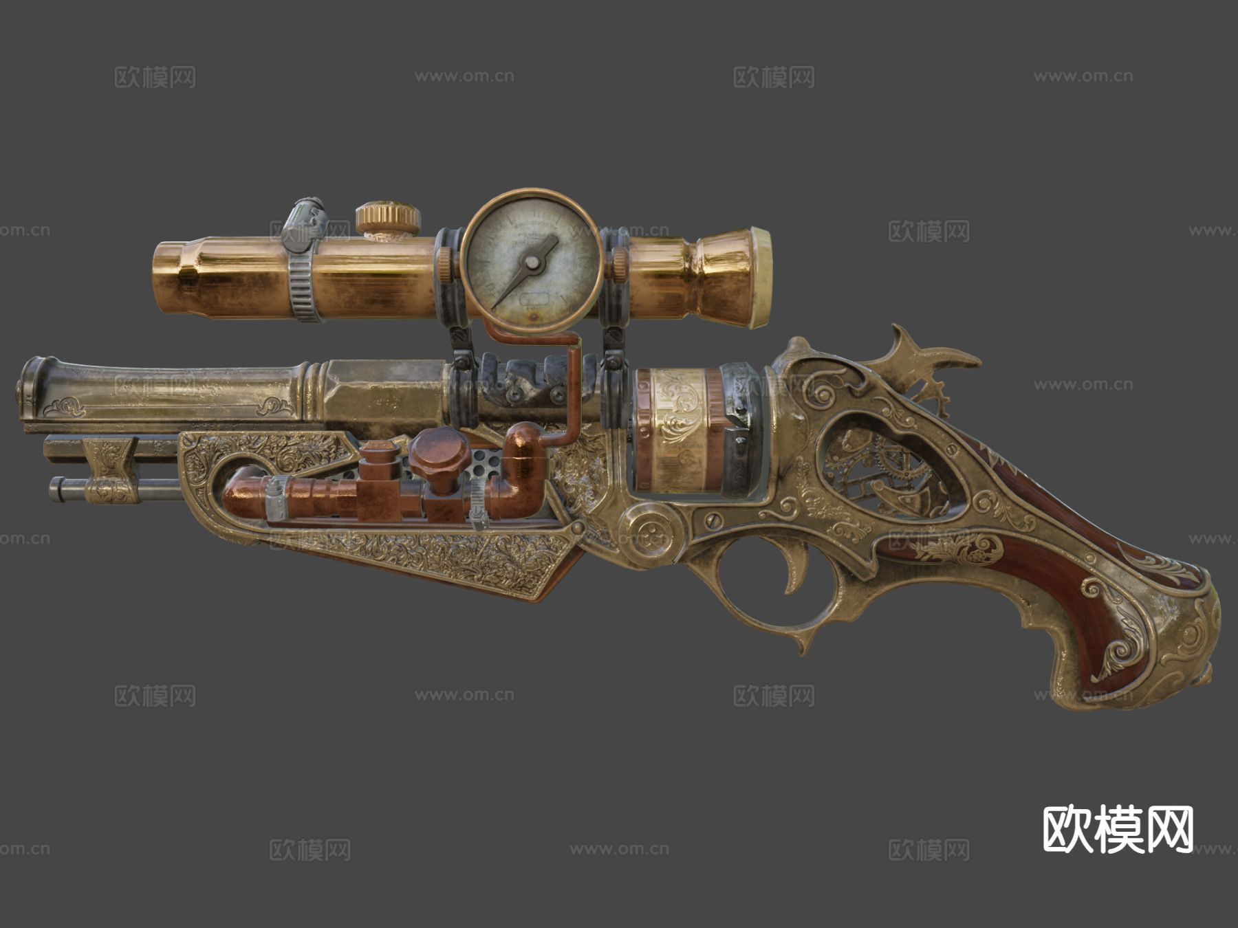 蒸汽朋克枪su模型下载（渲染图3）