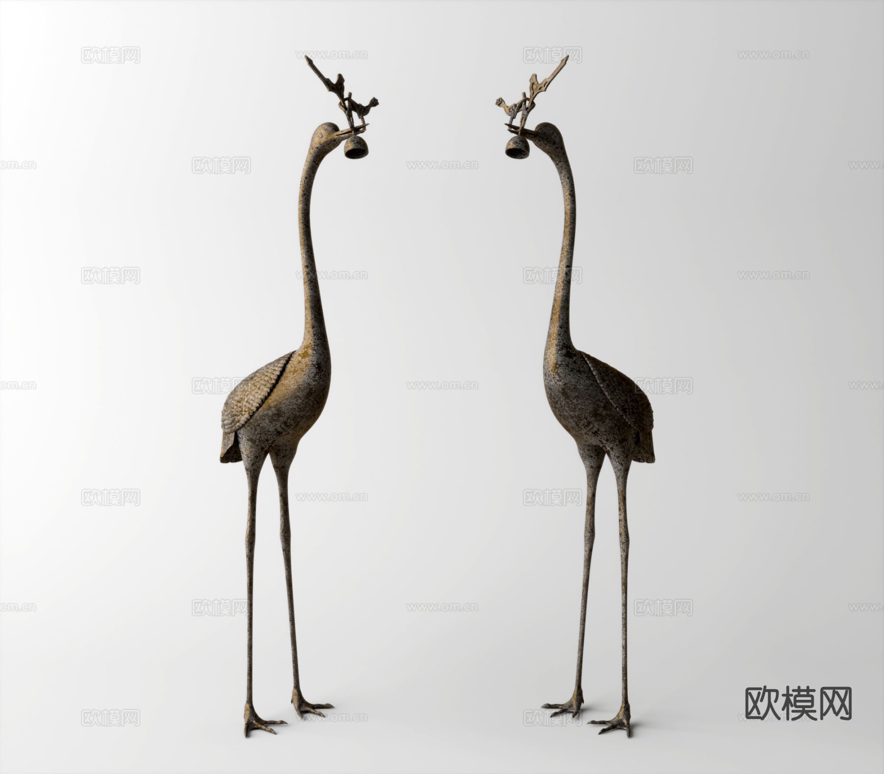 中古风雕塑摆件su模型下载（渲染图2）