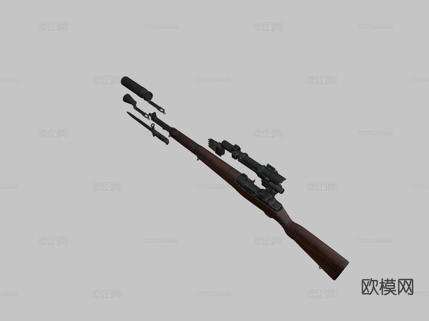 M1加兰德阻击枪 阻击枪su模型下载（渲染图6）