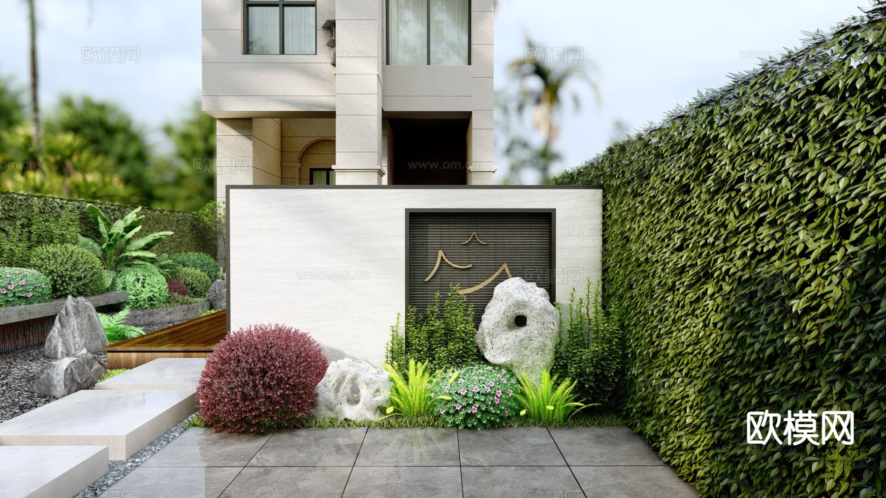 中式庭院花园su模型下载（渲染图6）