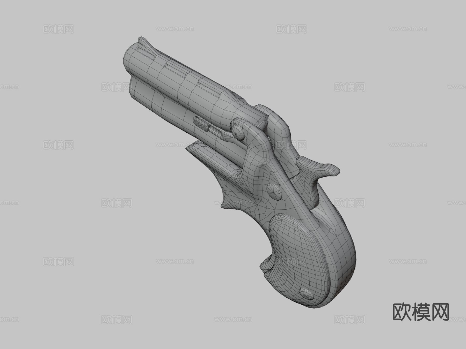 双管手枪su模型下载（渲染图1）