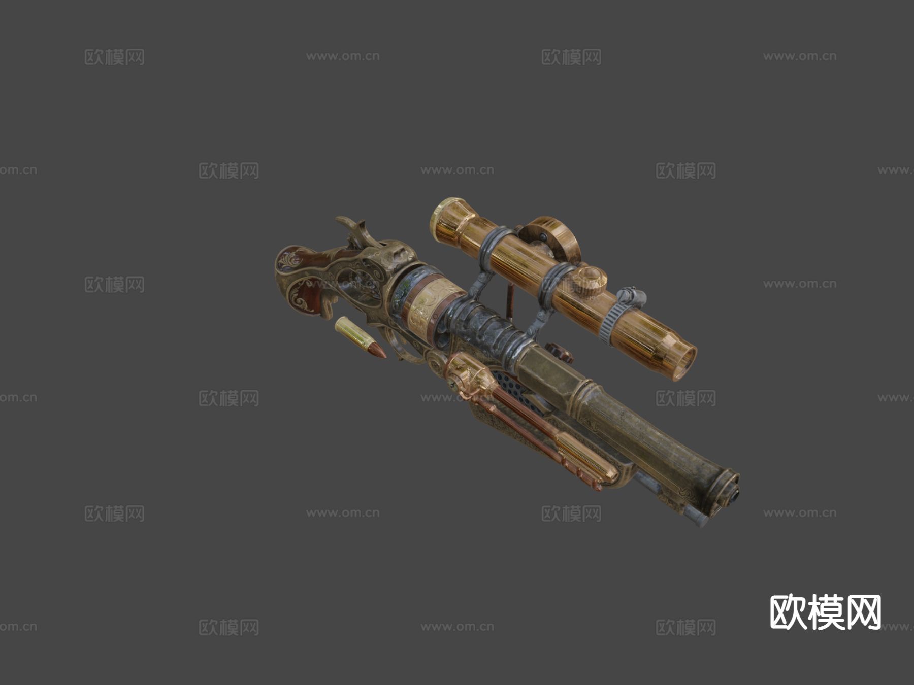 蒸汽朋克枪su模型下载（渲染图5）