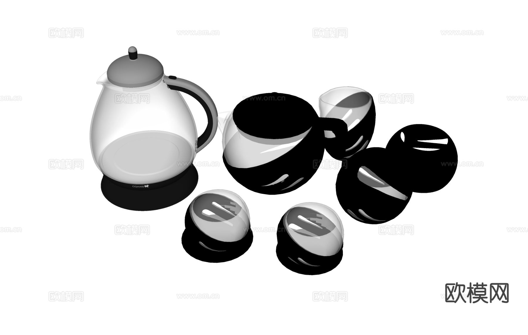 茶具 玻璃茶具su模型下载（渲染图1）