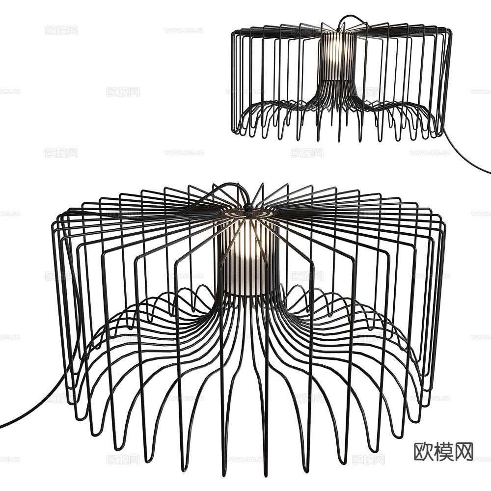 工业风铁艺吊灯3d模型