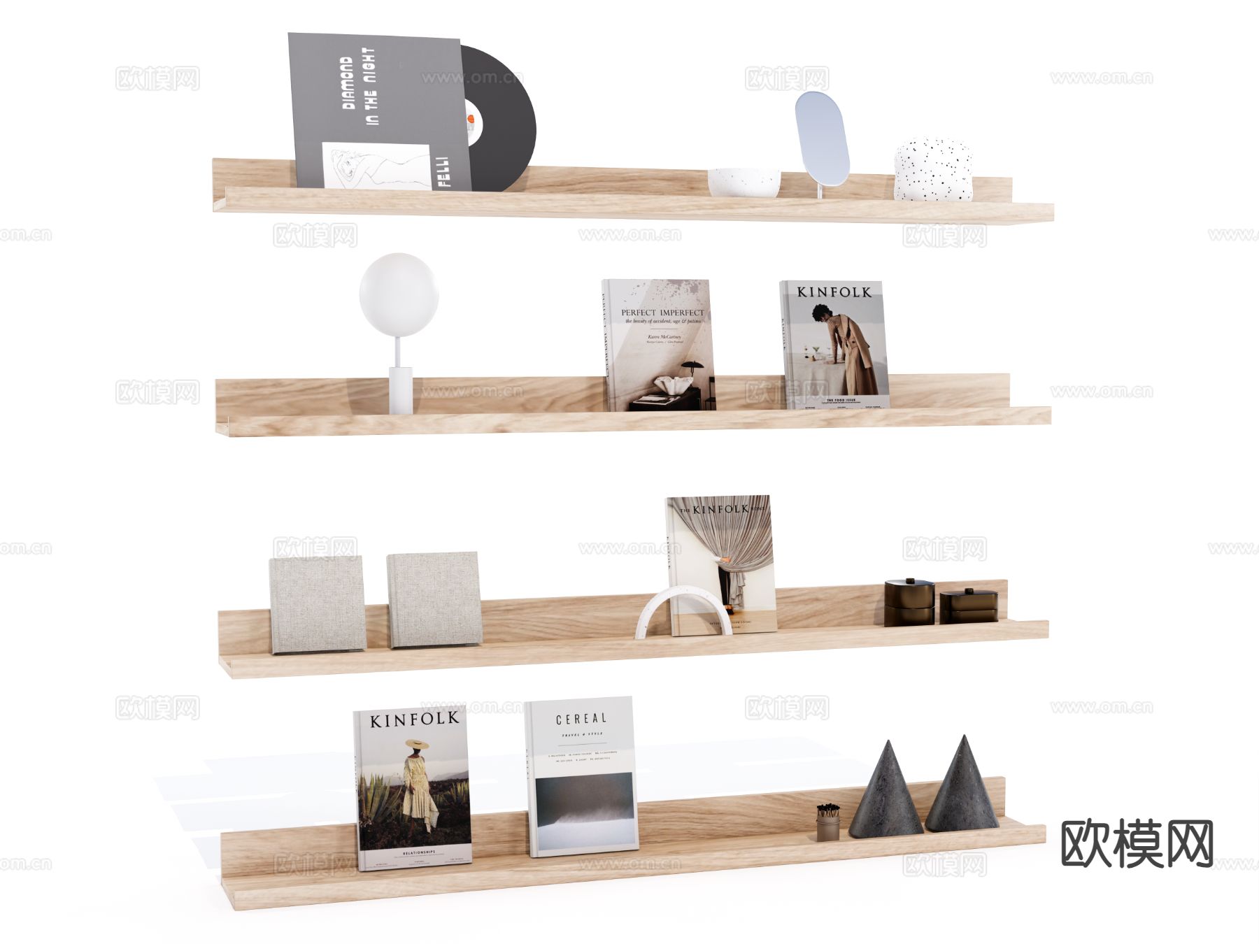 现代吊柜 壁挂书架 展示架su模型下载（渲染图3）