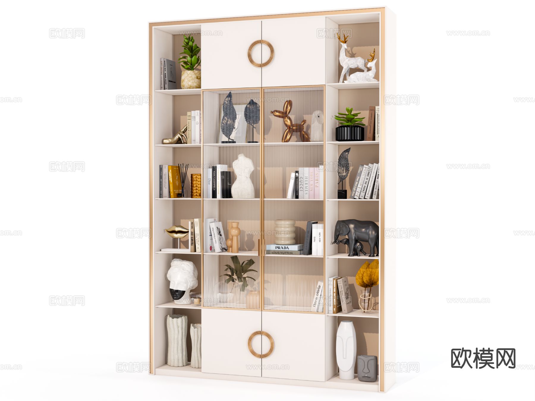 现代书柜 书架su模型下载（渲染图2）