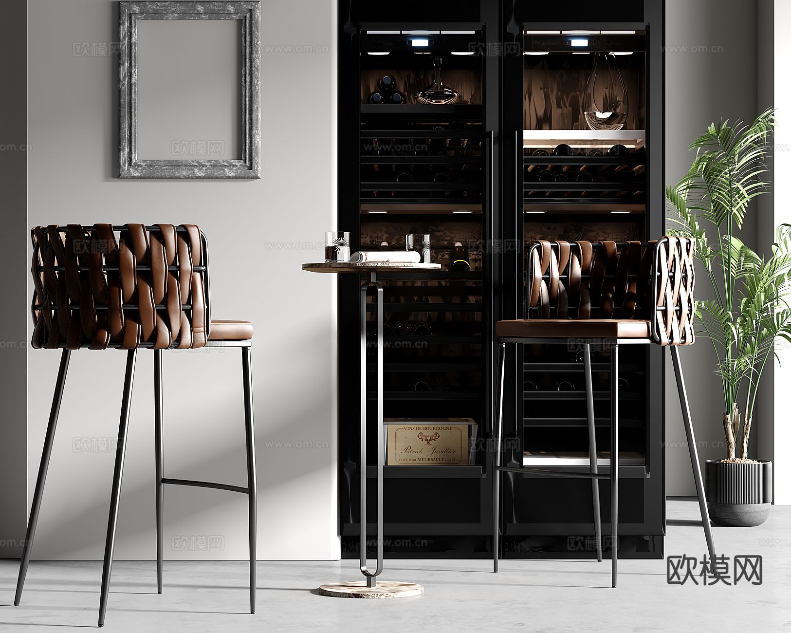 意式吧椅 吧凳 高脚凳su模型下载（渲染图2）