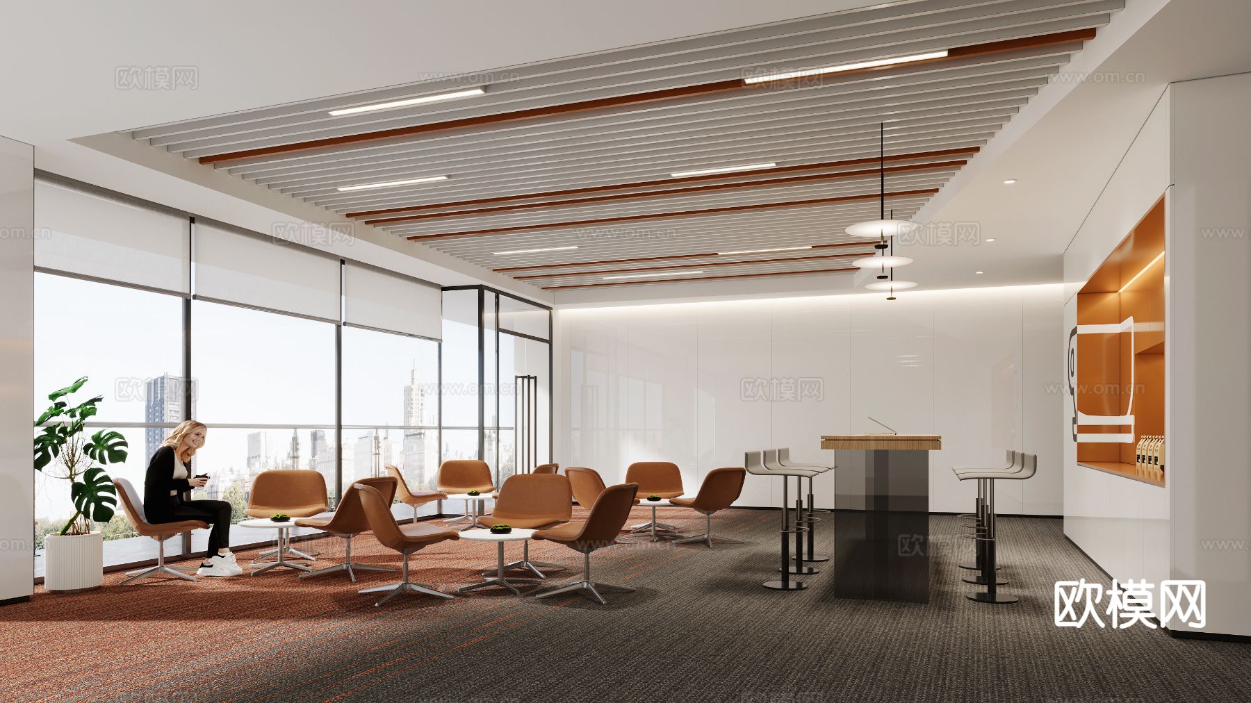 办公休息区 茶水间su模型下载（渲染图2）