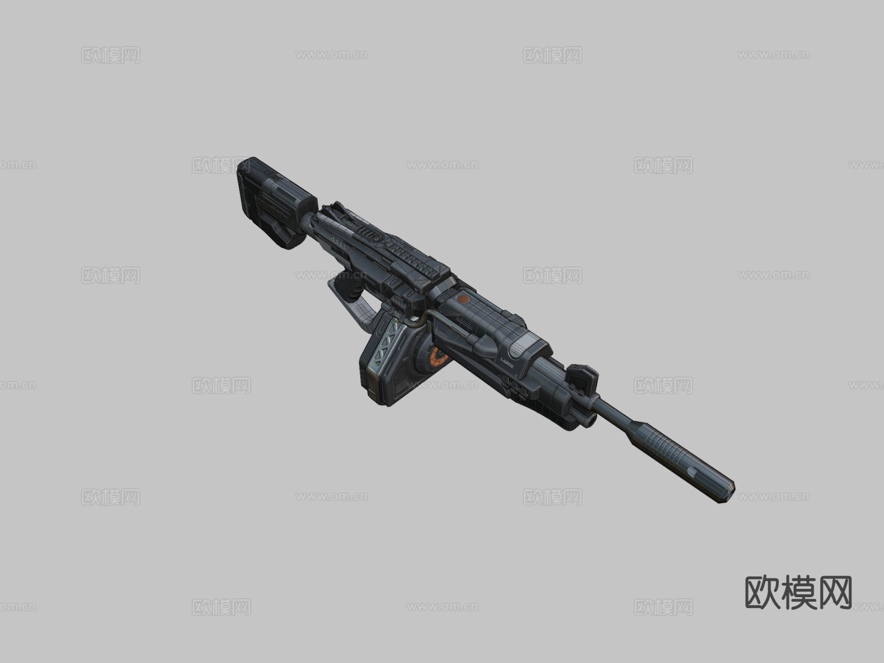 未来冲锋枪su模型下载（渲染图1）