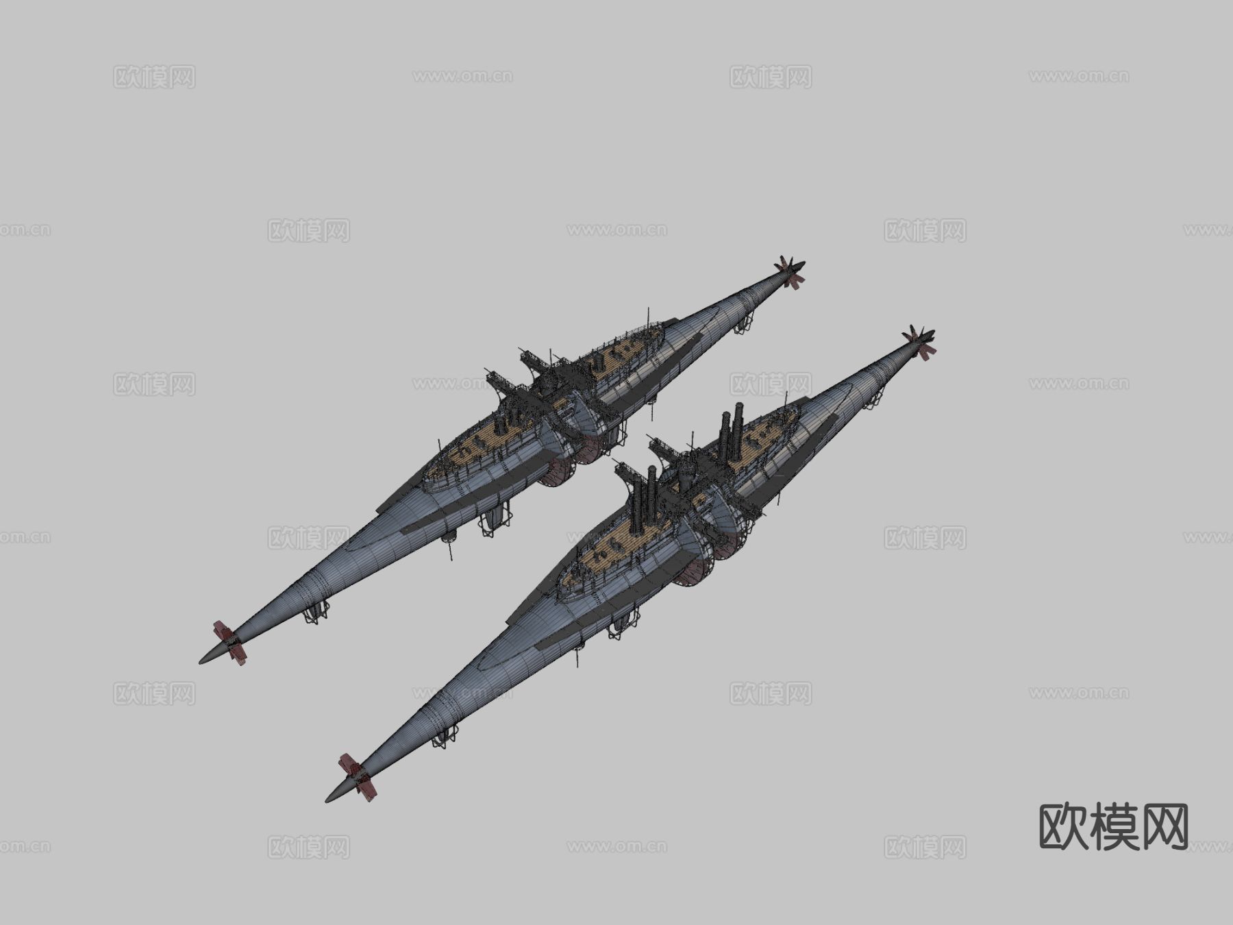 蒸汽潜艇su模型下载（渲染图1）