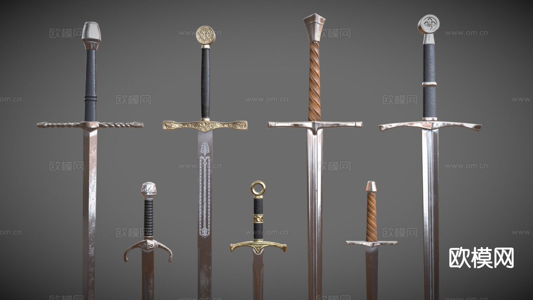 中世纪剑和匕首su模型下载（渲染图2）