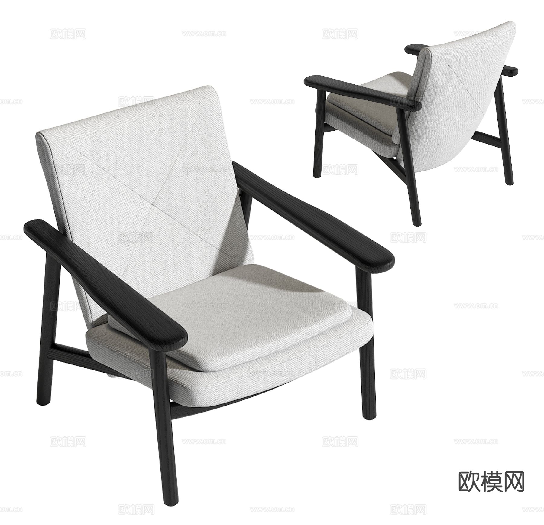侘寂风休闲椅su模型下载（渲染图2）