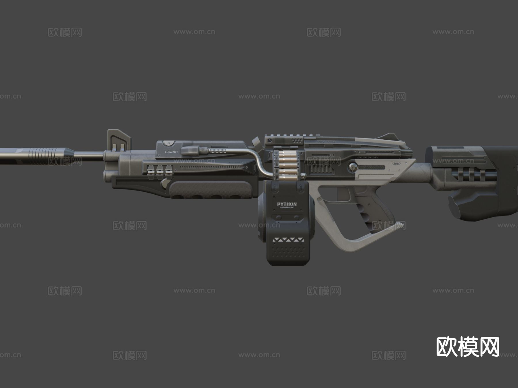未来冲锋枪su模型下载（渲染图6）