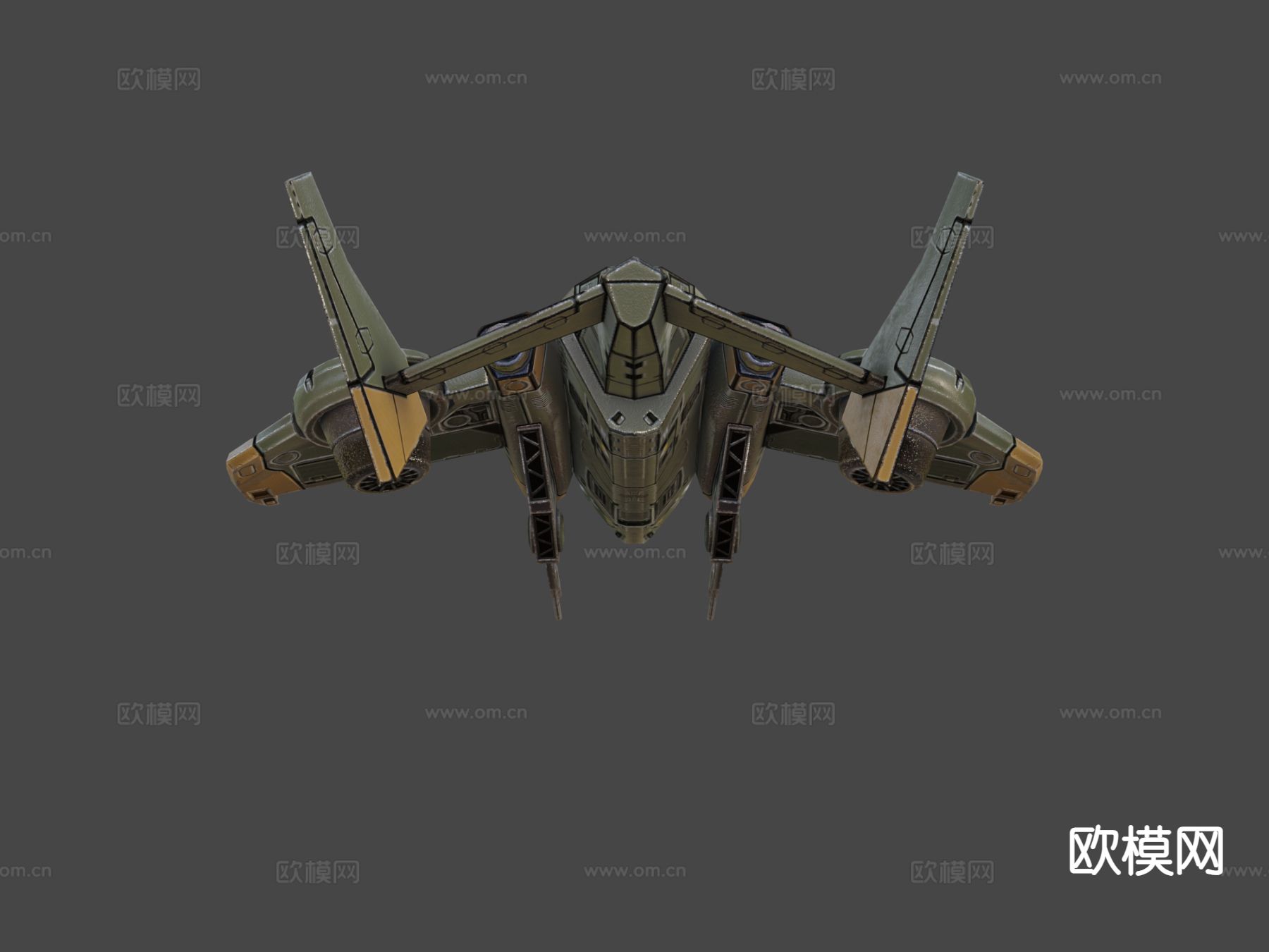 科幻直升机炮舰su模型下载（渲染图4）