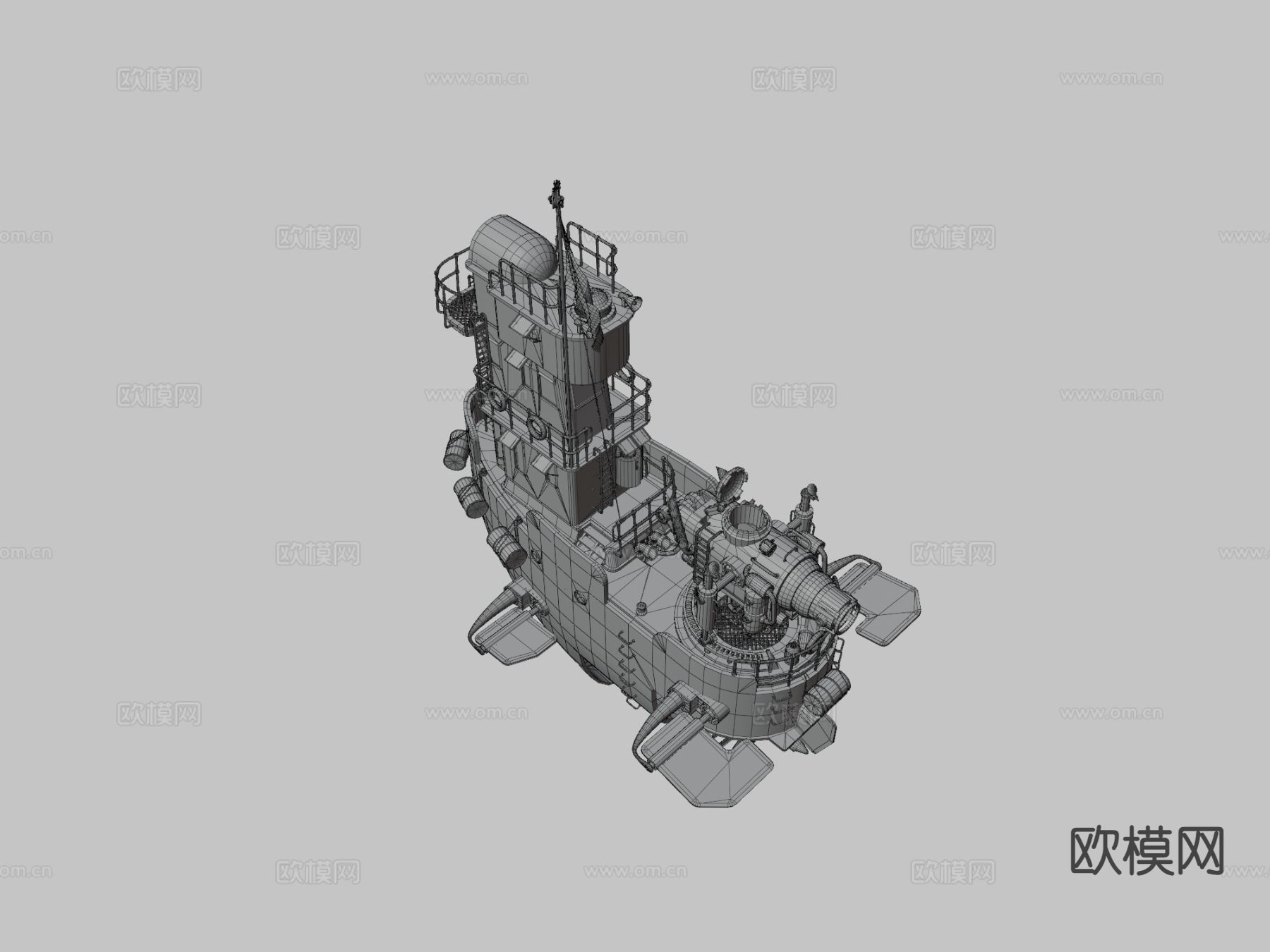 柴油朋克气艇-炮舰su模型下载（渲染图3）