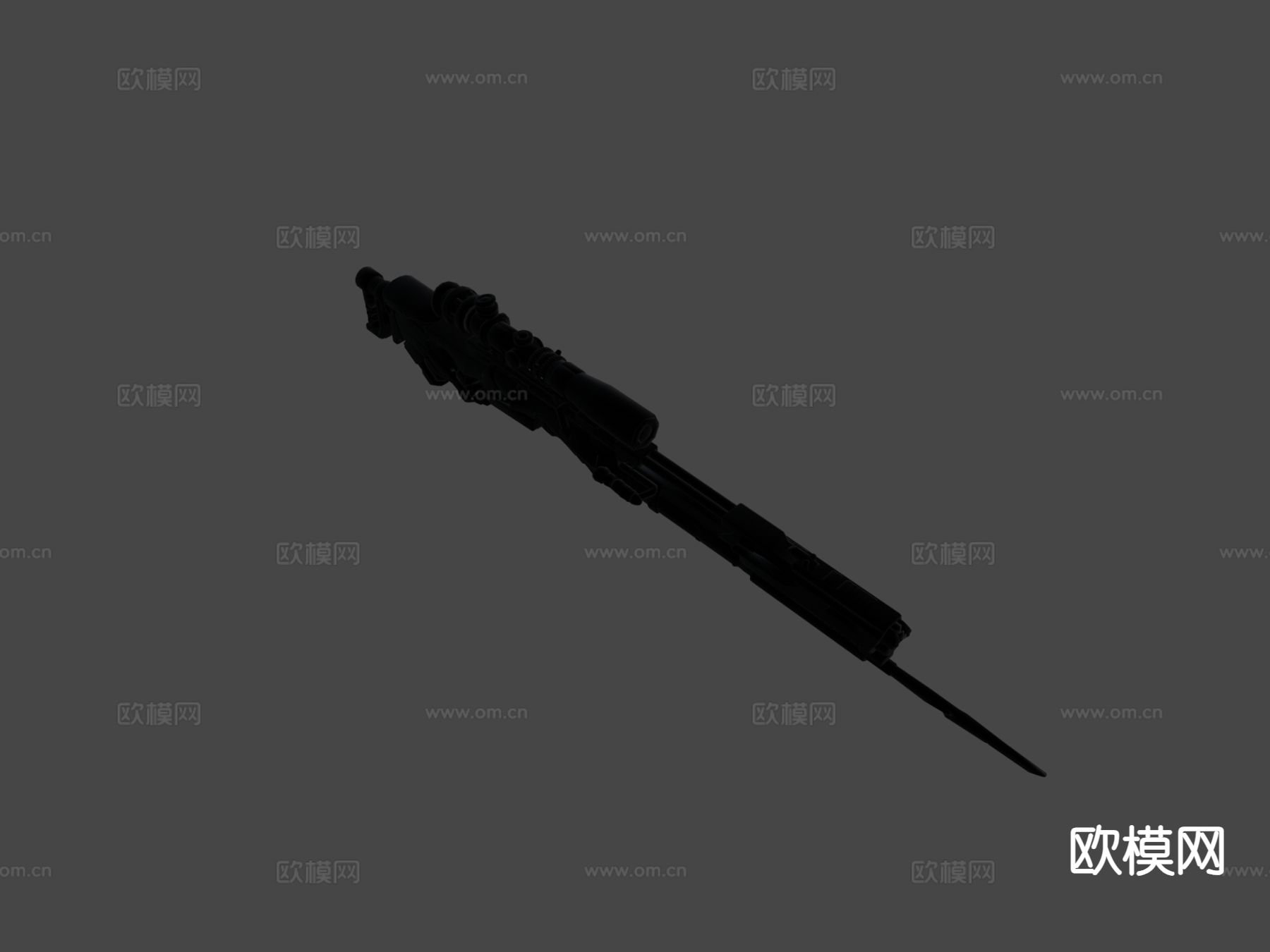 科幻狙击步枪su模型下载（渲染图4）