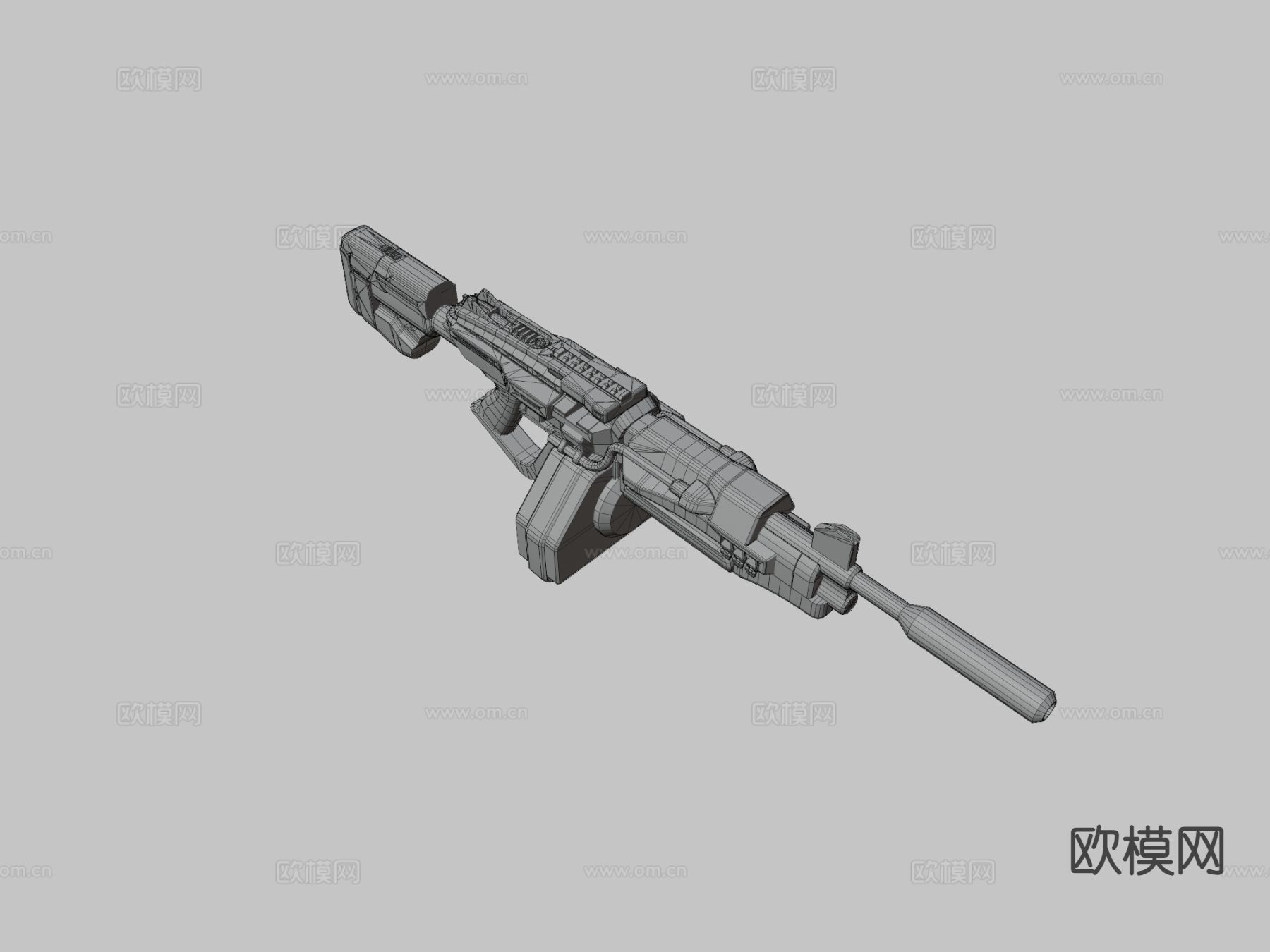 未来冲锋枪su模型下载（渲染图3）