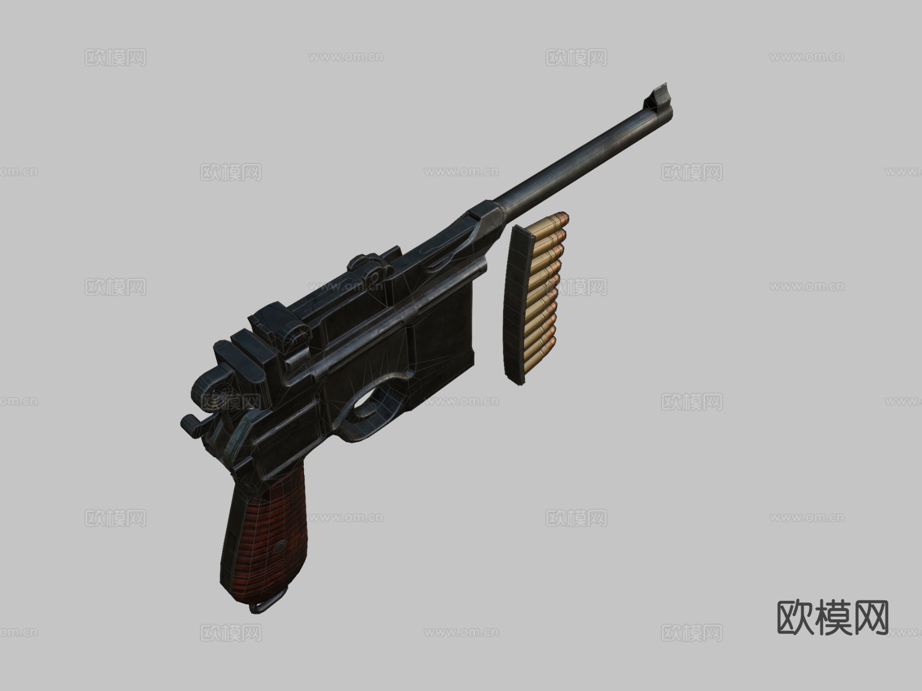 毛瑟C96手枪su模型下载（渲染图3）