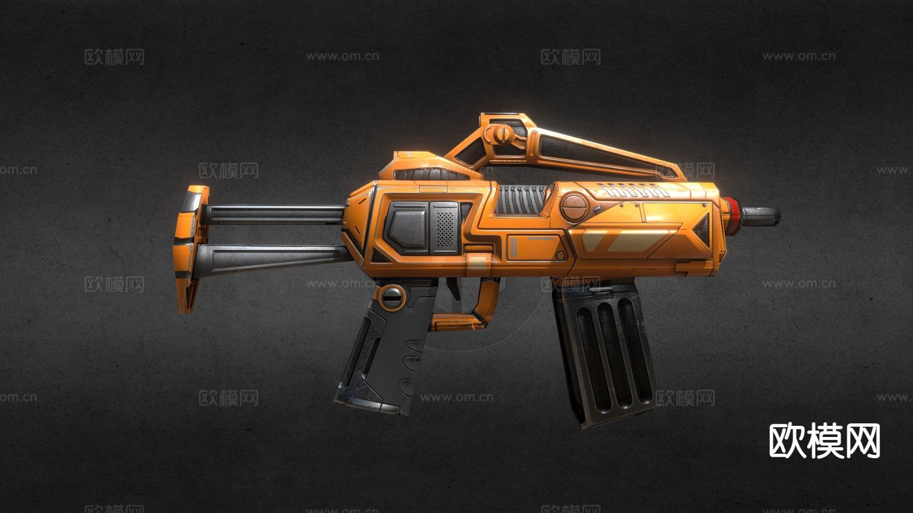 半自动科幻枪su模型下载（渲染图2）