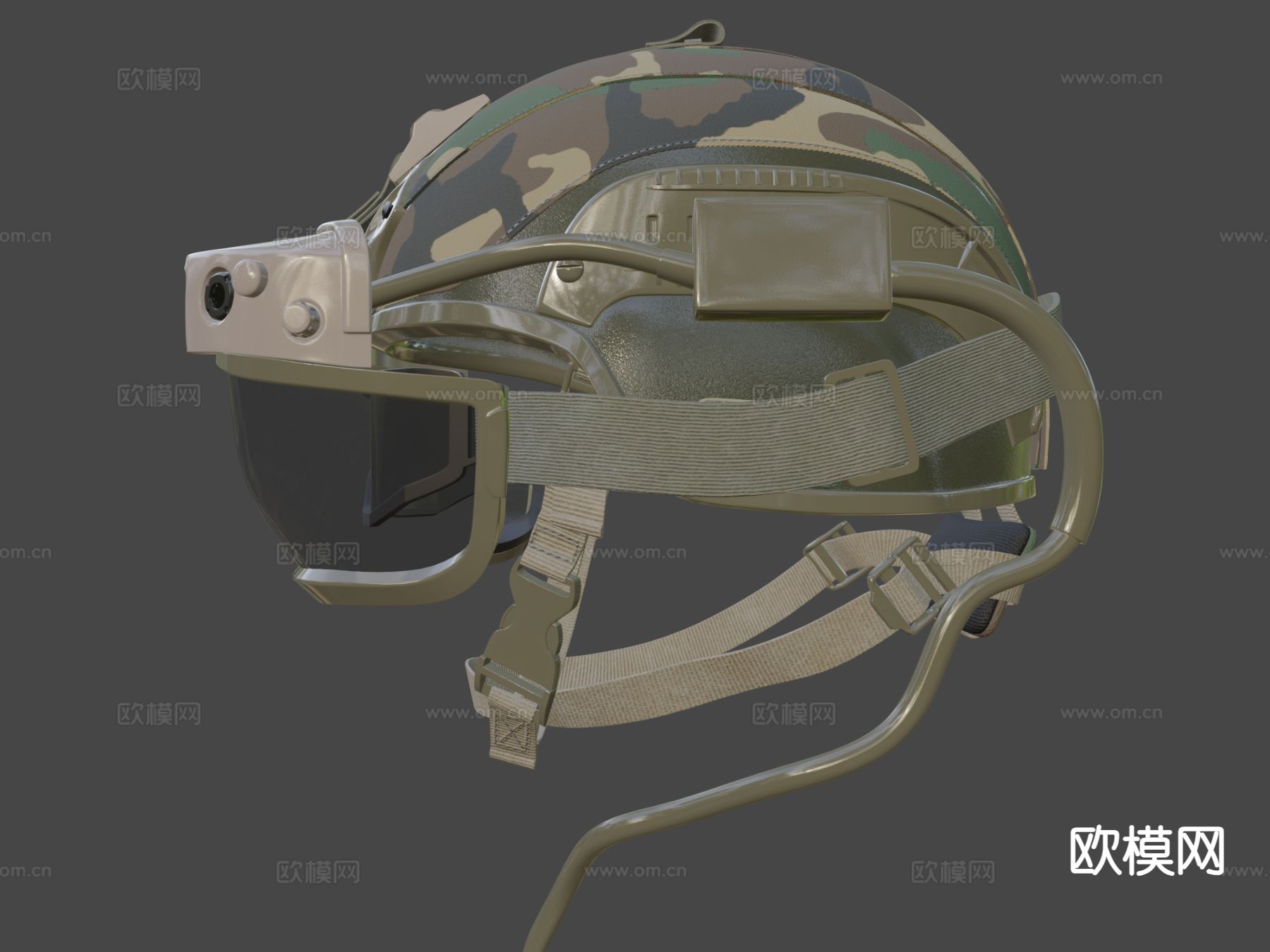 耳机全息镜军用头盔su模型下载（渲染图6）