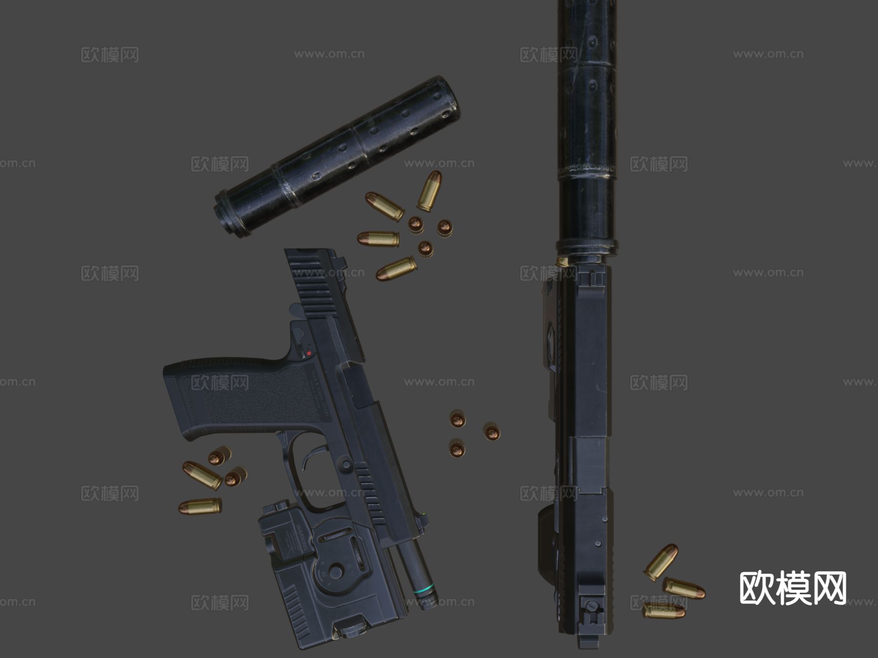 马克手枪su模型下载（渲染图6）