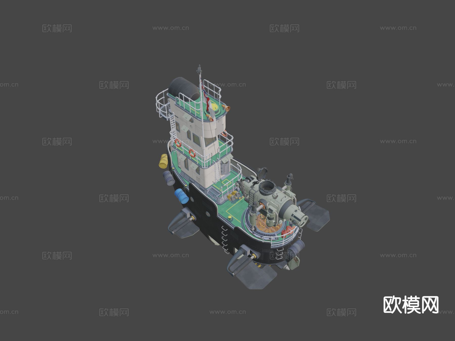 柴油朋克气艇-炮舰su模型下载（渲染图4）