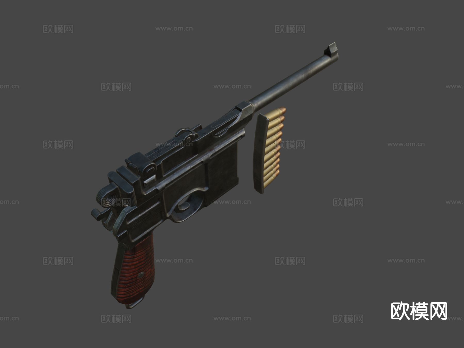 毛瑟C96手枪su模型下载（渲染图6）
