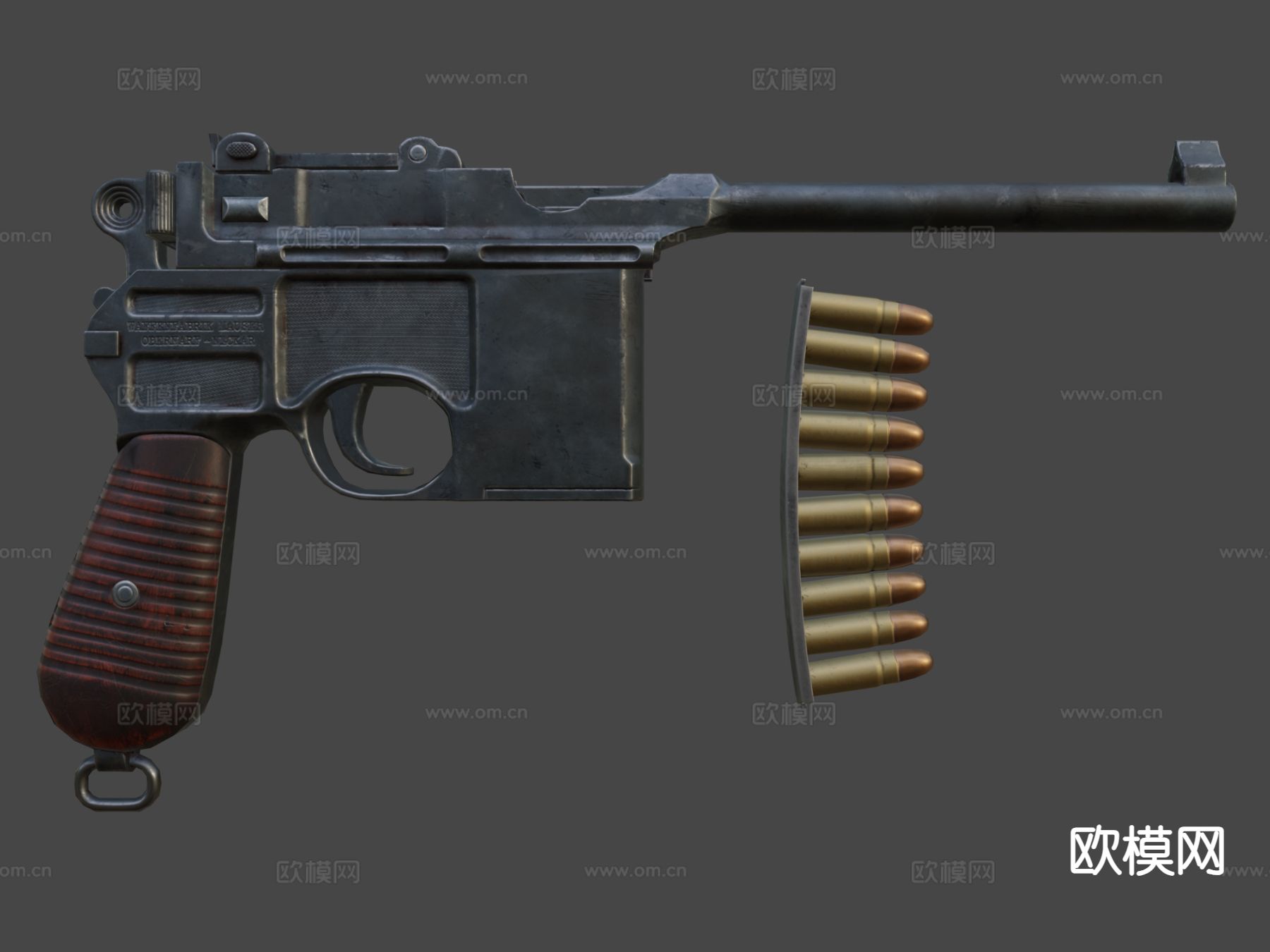 毛瑟C96手枪su模型下载（渲染图5）