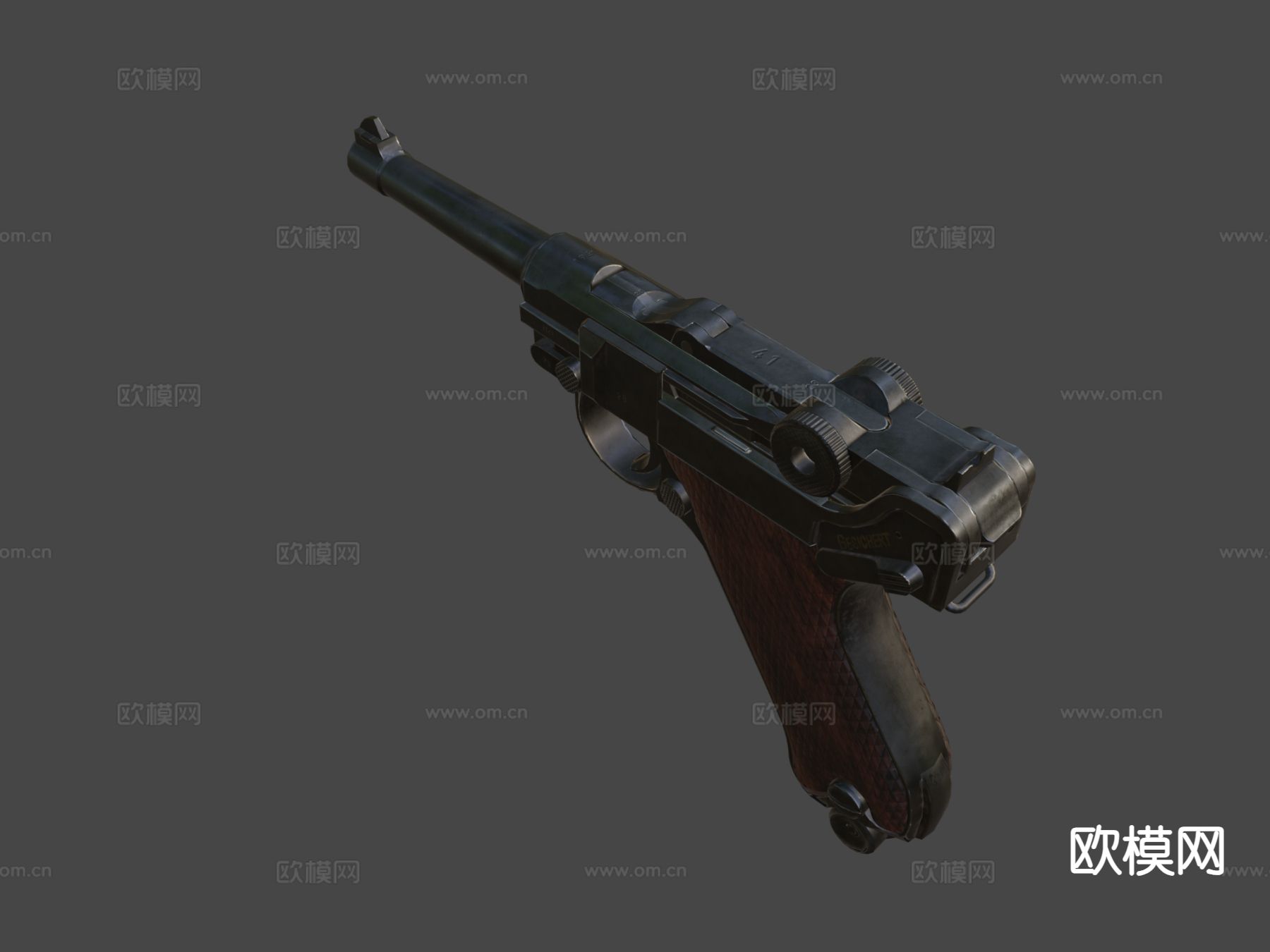 鲁格P08手枪su模型下载（渲染图6）