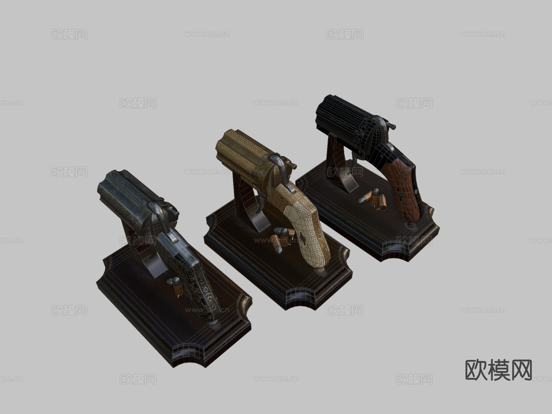 多管手枪su模型下载（渲染图1）