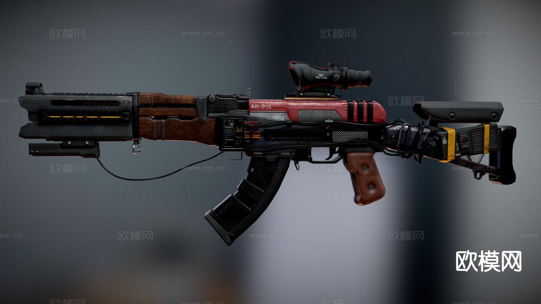 科幻步枪su模型下载（渲染图1）