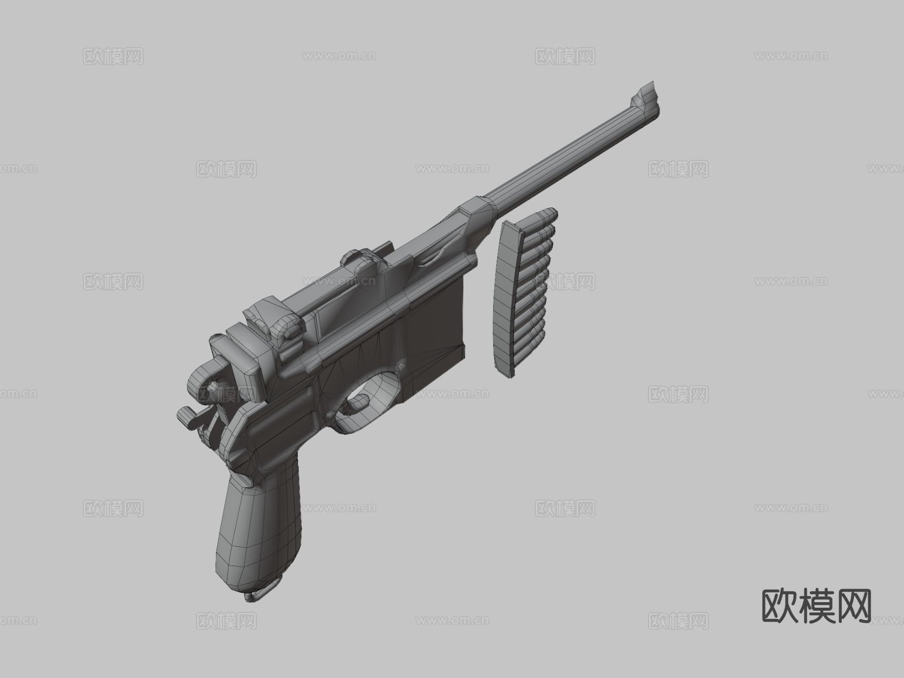 毛瑟C96手枪su模型下载（渲染图1）