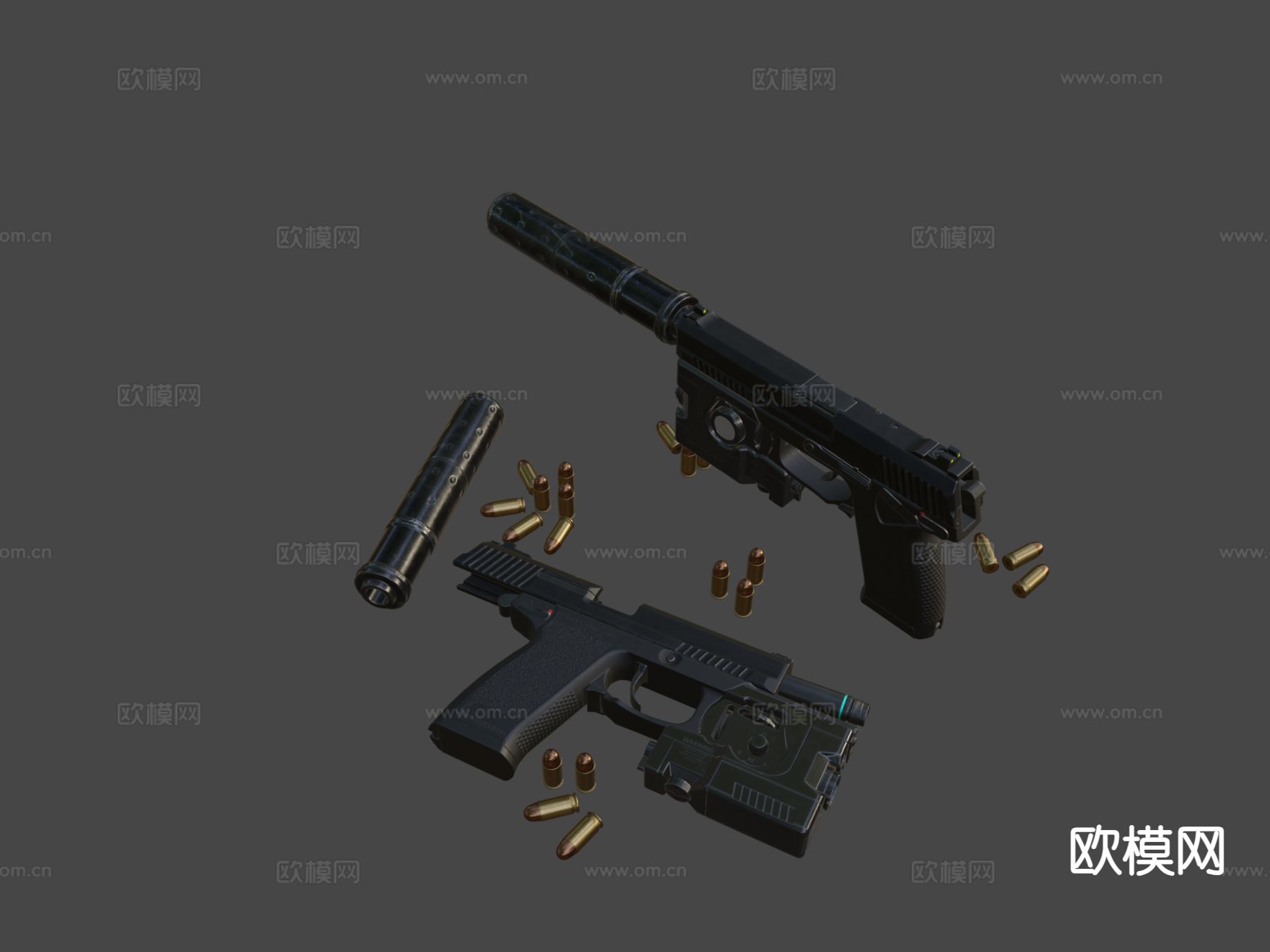 马克手枪su模型下载（渲染图4）