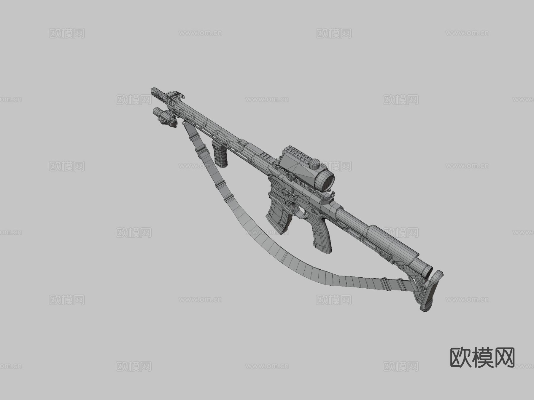 狙击步枪su模型下载（渲染图1）