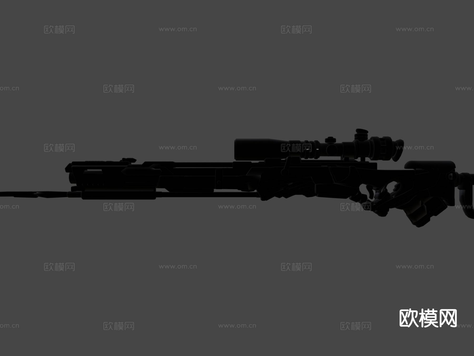 科幻狙击步枪su模型下载（渲染图7）
