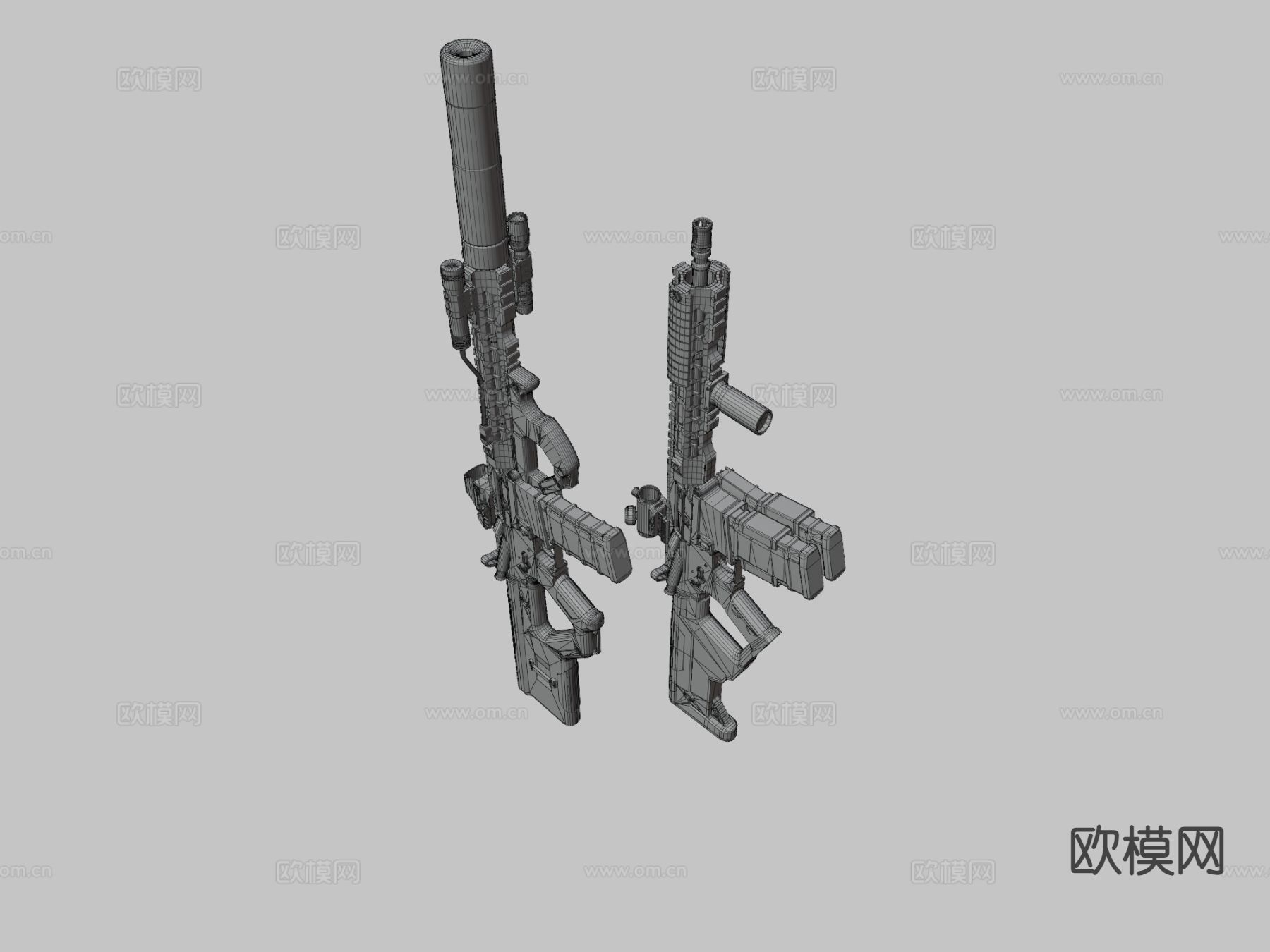 步枪与冲锋枪su模型下载（渲染图1）