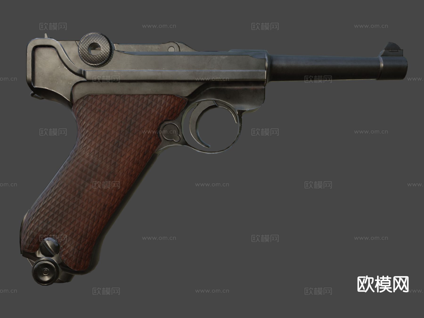 鲁格P08手枪su模型下载（渲染图7）