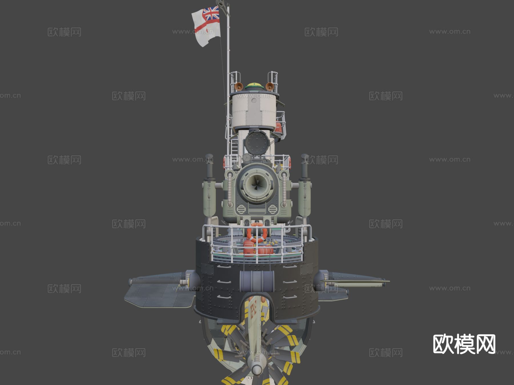 柴油朋克气艇-炮舰su模型下载（渲染图5）