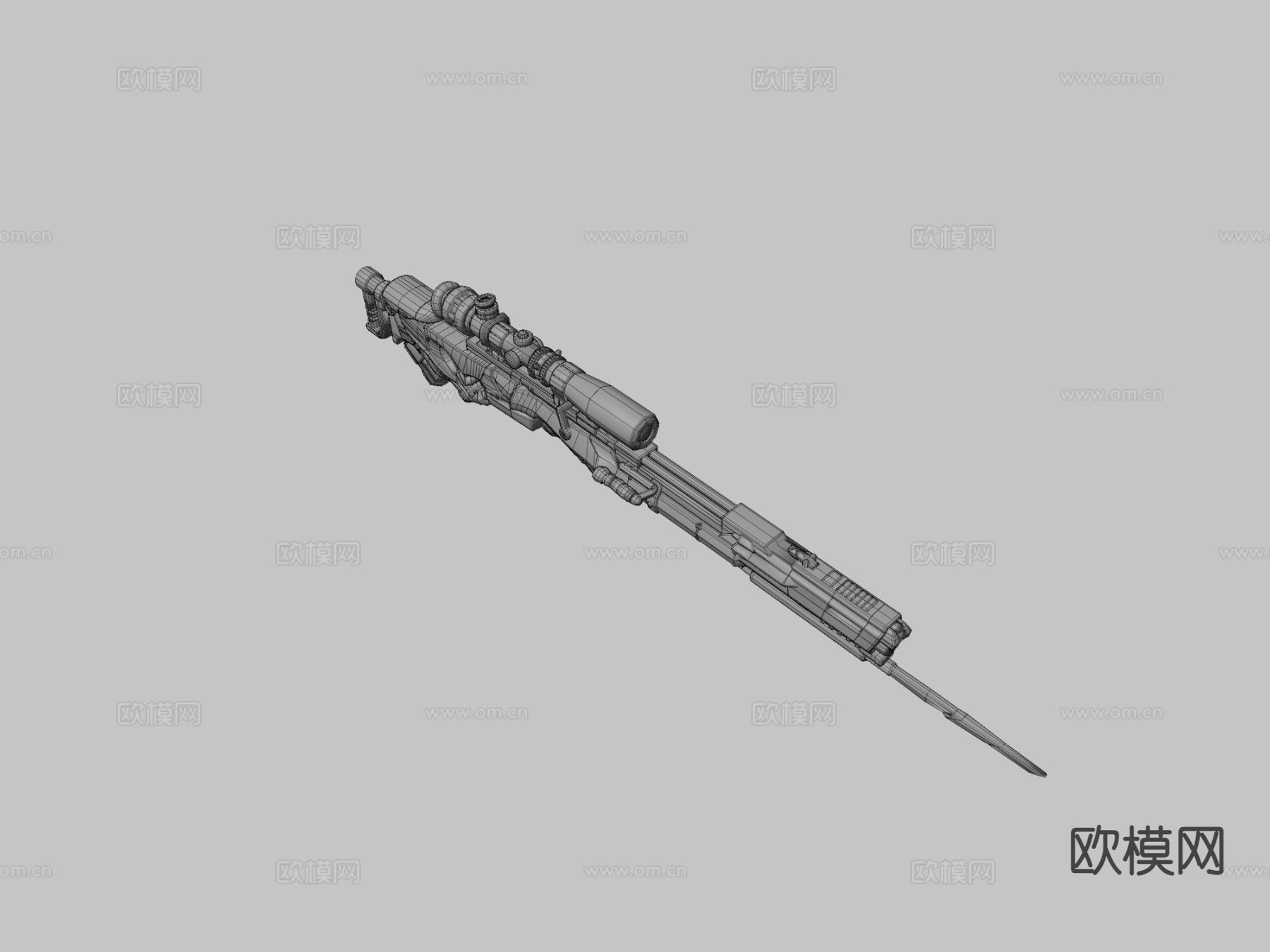 科幻狙击步枪su模型下载（渲染图3）