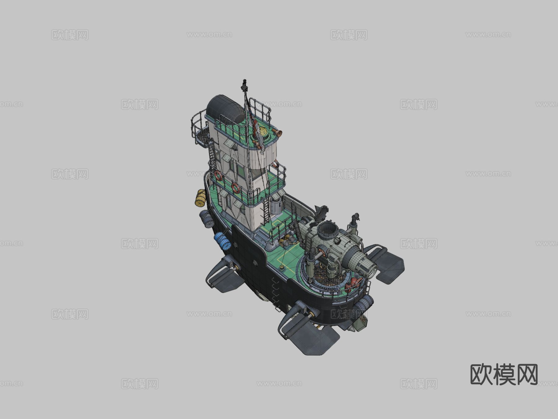 柴油朋克气艇-炮舰su模型下载（渲染图1）