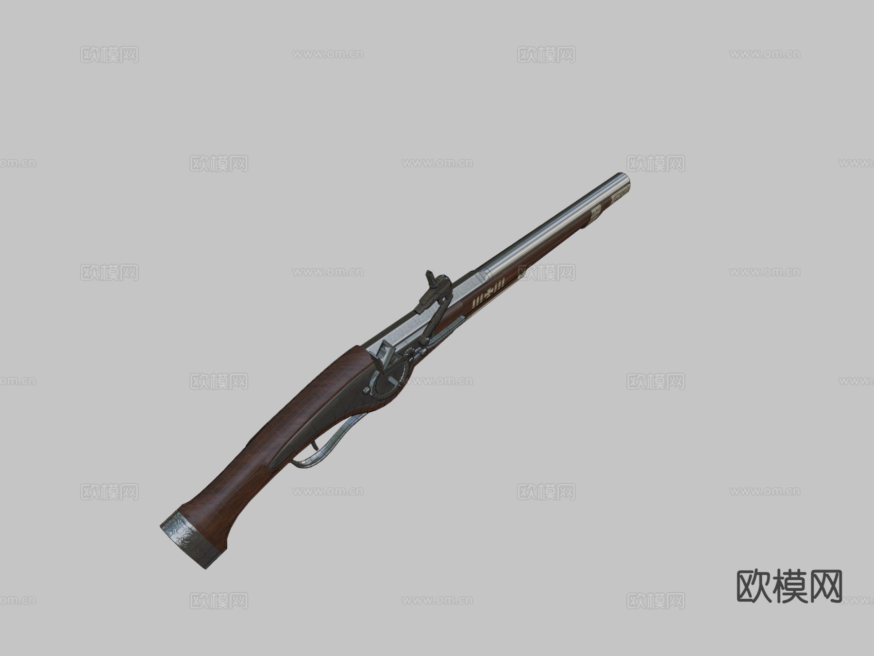 世纪燧发手枪su模型下载（渲染图3）