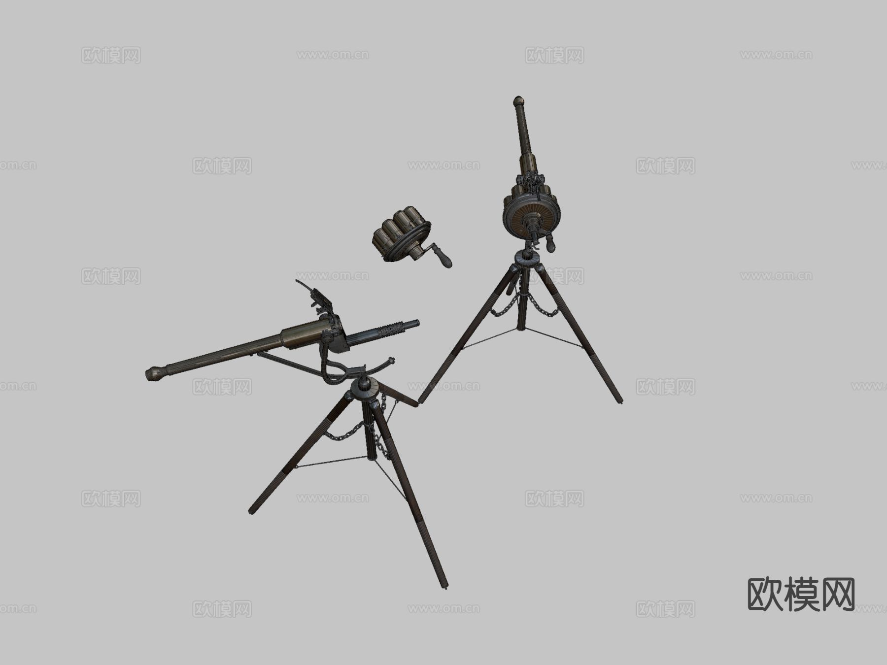 世纪重复射击枪su模型下载（渲染图3）