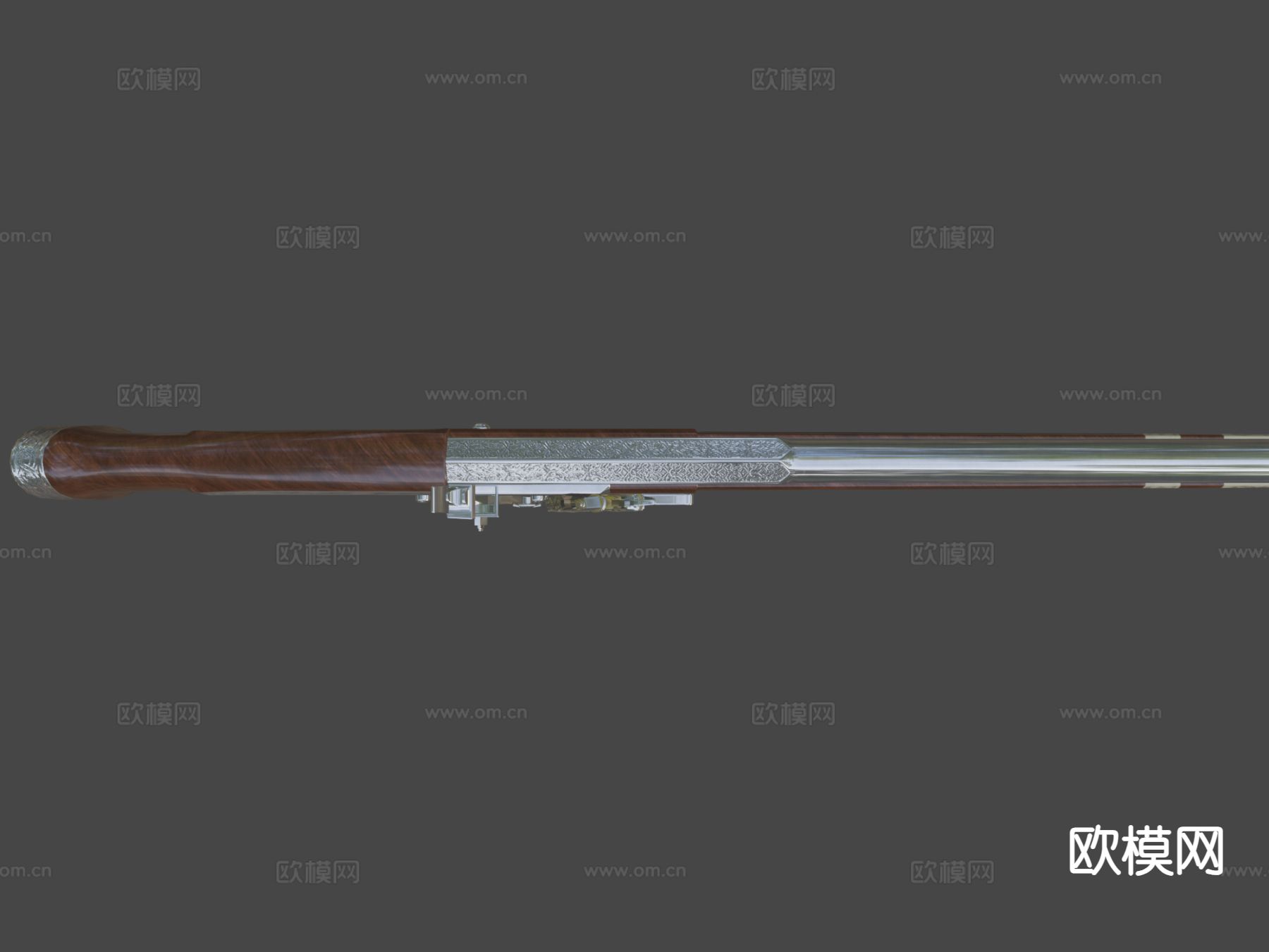 世纪燧发手枪su模型下载（渲染图6）