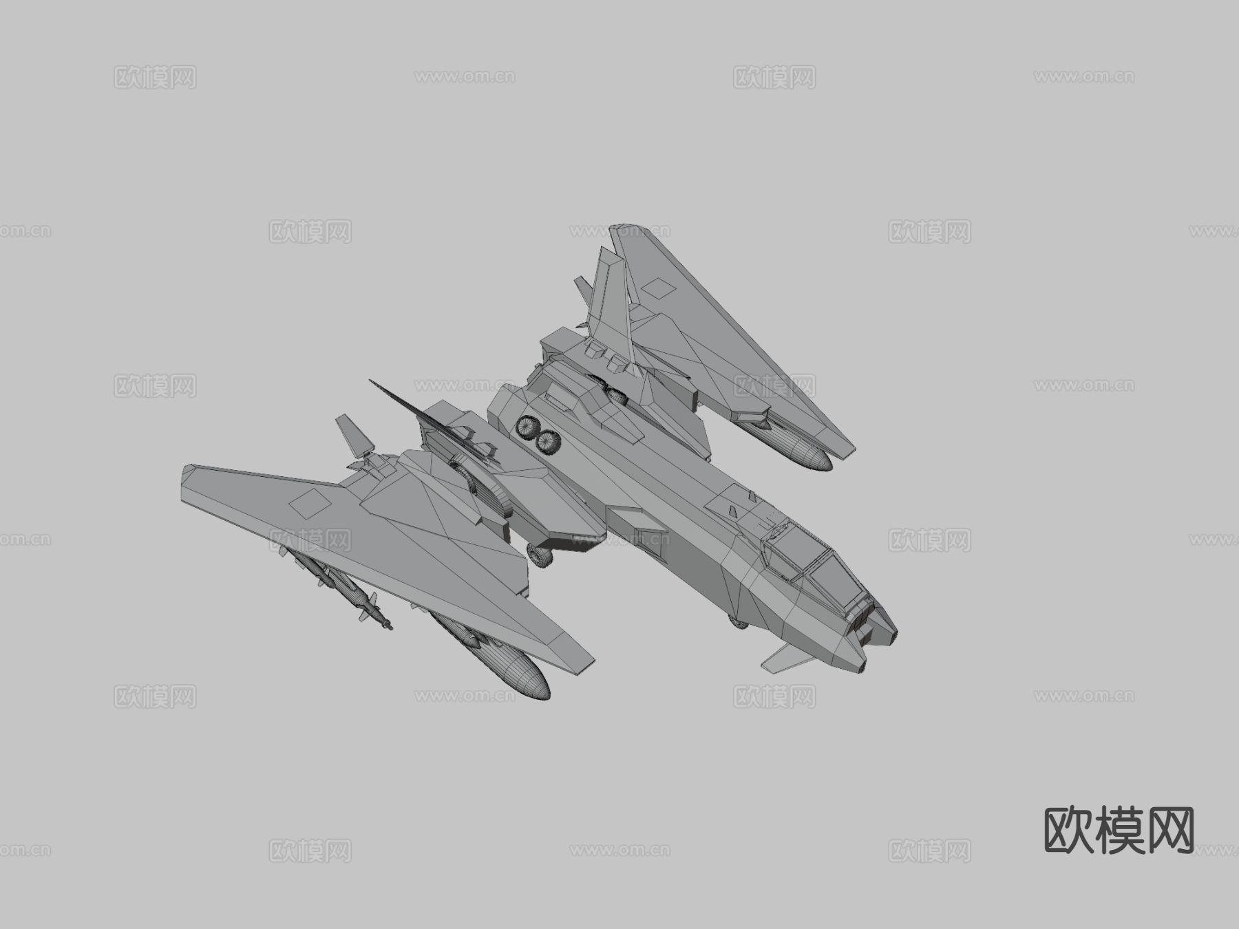 科幻战斗机su模型下载（渲染图3）