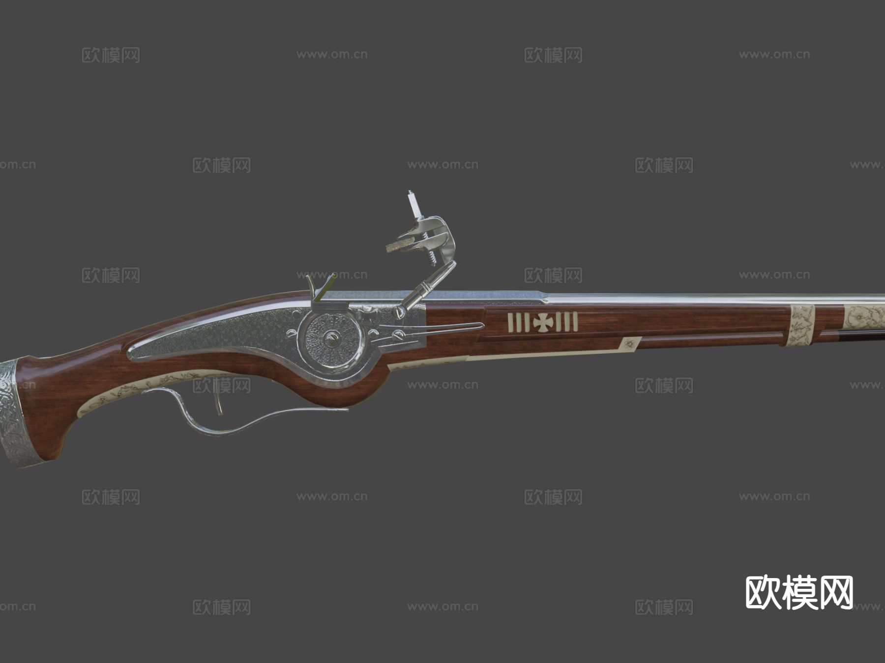 世纪燧发手枪su模型下载（渲染图7）